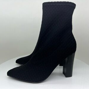 Fergie Taryn Ankle Boot Booties Black Basketweave Geometric Dressy Office Career